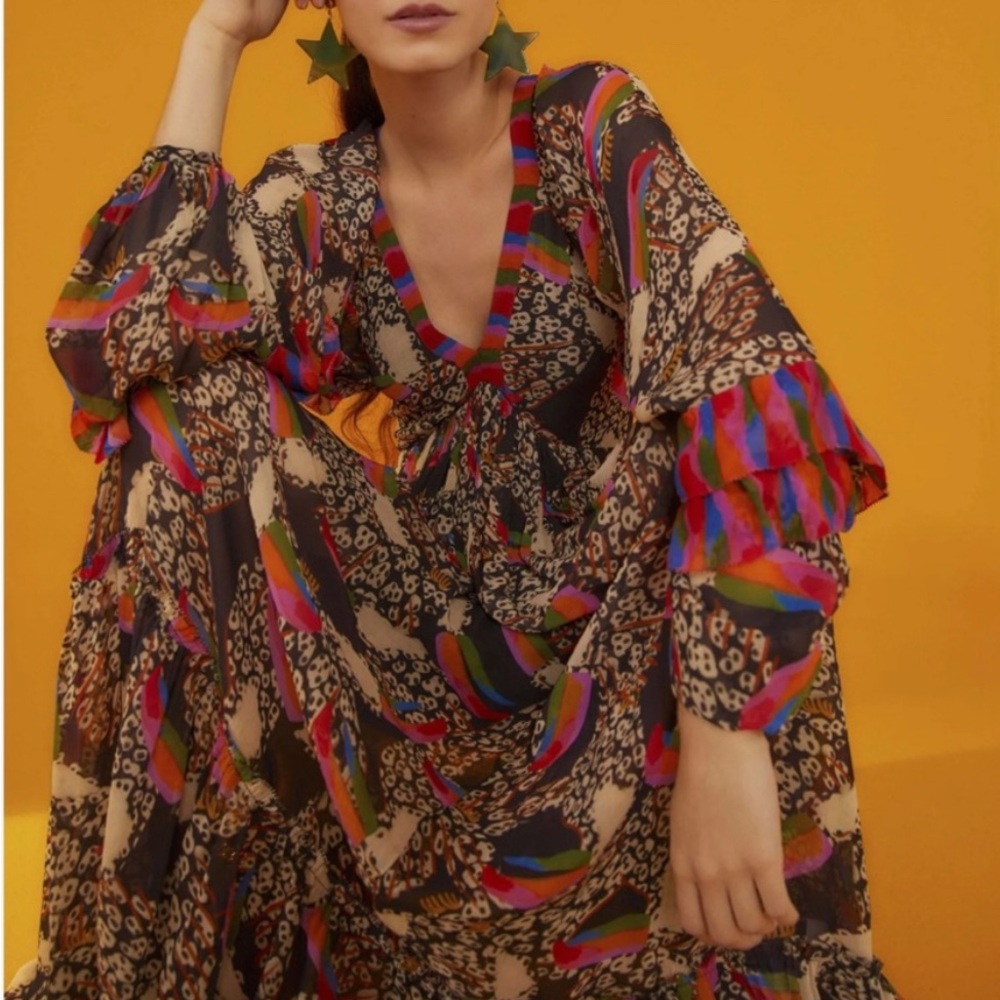 ♥️ Farm Rio Leopard Toucans Maxi Dress